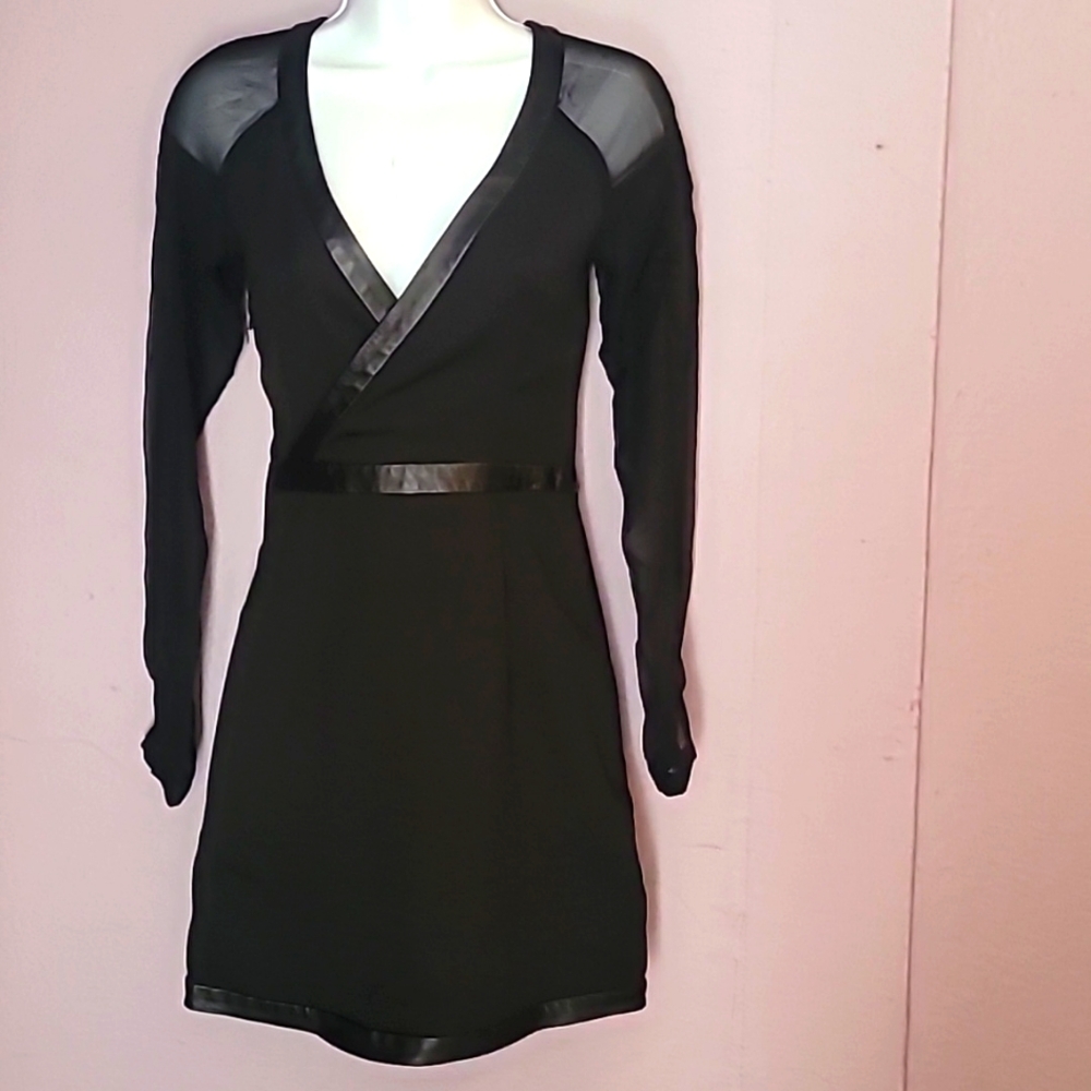 Black Sheath Dress with Bishop Sleeves and Scoop Neck